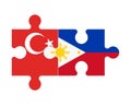 Puzzle of flags of Turkey and Philippines, vector