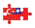 Puzzle of flags of Turkey and Taiwan, vector