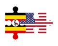 Puzzle of flags of Uganda and US, vector