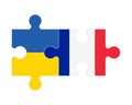 Puzzle of flags of Ukraine and France, vector