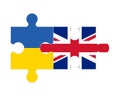 Puzzle of flags of Ukraine and United Kingdom, vector