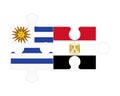 Puzzle of flags of Uruguay and Egypt, vector