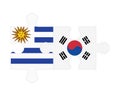 Puzzle of flags of Uruguay and South Korea, vector