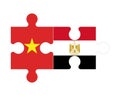 Puzzle of flags of Vietnam and Egypt, vector