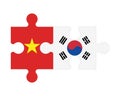 Puzzle of flags of Vietnam and South Korea, vector
