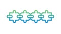 Connected puzzle pieces chain, blue and green, vector design Generative AI Royalty Free Stock Photo