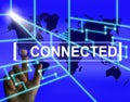 Connected Screen Indicates Networking connecting and International Communications Royalty Free Stock Photo