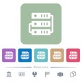 Connected servers flat icons on color rounded square backgrounds Royalty Free Stock Photo