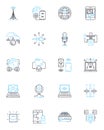 Connected sharing linear icons set. Collaboration, Nerking, Sharing, Connection, Community, Interconnectedness