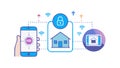 Connected Smart Home Mobile App Interface, vector design Generative AI Royalty Free Stock Photo
