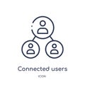 connected users in flow chart icon from user interface outline collection. Thin line connected users in flow chart icon isolated