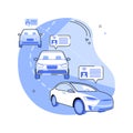 Connected vehicles isolated cartoon vector illustrations.