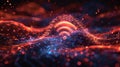 Connected World - Abstract WiFi Symbol with Digital Particles and Flowing Lines, Minimalistic Digital Art. Generative AI