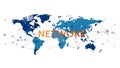 Connected World Map Network, Global Digital Communication, vector design Generative AI Royalty Free Stock Photo