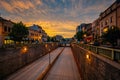 Connecticut Avenue at sunset, at Dupont Circle, in Washington, DC Royalty Free Stock Photo