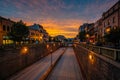 Connecticut Avenue at sunset, at Dupont Circle, in Washington, DC Royalty Free Stock Photo