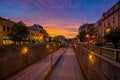 Connecticut Avenue at sunset, at Dupont Circle, in Washington, DC Royalty Free Stock Photo