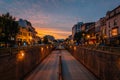 Connecticut Avenue at sunset, at Dupont Circle, in Washington, DC Royalty Free Stock Photo