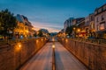 Connecticut Avenue at sunset, at Dupont Circle, in Washington, DC Royalty Free Stock Photo