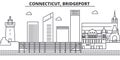 Connecticut, Bridgeport architecture line skyline illustration. Linear vector cityscape with famous landmarks, city