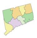 Connecticut - detailed editable political map. Royalty Free Stock Photo