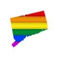 Connecticut LGBT flag map. Vector illustration Royalty Free Stock Photo