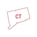Connecticut US state map red outline border. Vector illustration. Two-letter state abbreviation Royalty Free Stock Photo