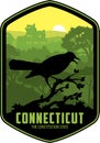 Connecticut vector label with American Robin