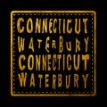 Connecticut Waterbury Gold Typography Design Royalty Free Stock Photo