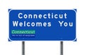 Connecticut welcomes you road sign