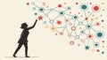 Connecting abstract points in a complex network structure, vector design Generative AI Royalty Free Stock Photo