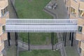 A connecting bridge for pedestrians between two buildings