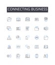 Connecting business line icons collection. Nerking industry, Collaborating companies, Communicating firms, Partnering