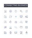 Connecting business line icons collection. Nerking industry, Collaborating companies, Communicating firms, Partnering