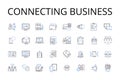 Connecting business line icons collection. Nerking industry, Collaborating companies, Communicating firms, Partnering