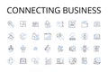 Connecting business line icons collection. Nerking industry, Collaborating companies, Communicating firms, Partnering