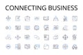 Connecting business line icons collection. Nerking industry, Collaborating companies, Communicating firms, Partnering