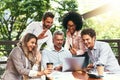 Connecting with colleagues around the world. a team of colleagues making a video call with laptop during a meeting Royalty Free Stock Photo