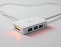 Connecting Devices White Usb Hub with Glowing Light Royalty Free Stock Photo