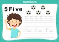 Connecting dot and printable numbers exercise for preschool and kindergarten kids Royalty Free Stock Photo