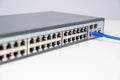 Connecting Ethernet Cable to Network Switch. Royalty Free Stock Photo