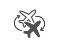 Connecting flight icon. Change airplane sign. Vector