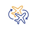 Connecting flight line icon. Change airplane sign. Vector