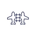 connecting flight or transit line icon
