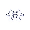 connecting flight or transit line icon