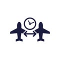 connecting flight, transit time icon