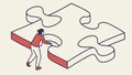 Connecting the Last Puzzle Piece for a Solution, vector design Generative AI Royalty Free Stock Photo