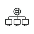 Connecting offices, icon in line design. Connecting, offices, network, communication, collaboration, distance Royalty Free Stock Photo