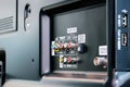 Connecting panel to external devices input output video and audio signal behind television