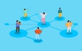 Connecting people. Social network concept. Refer a friend program.